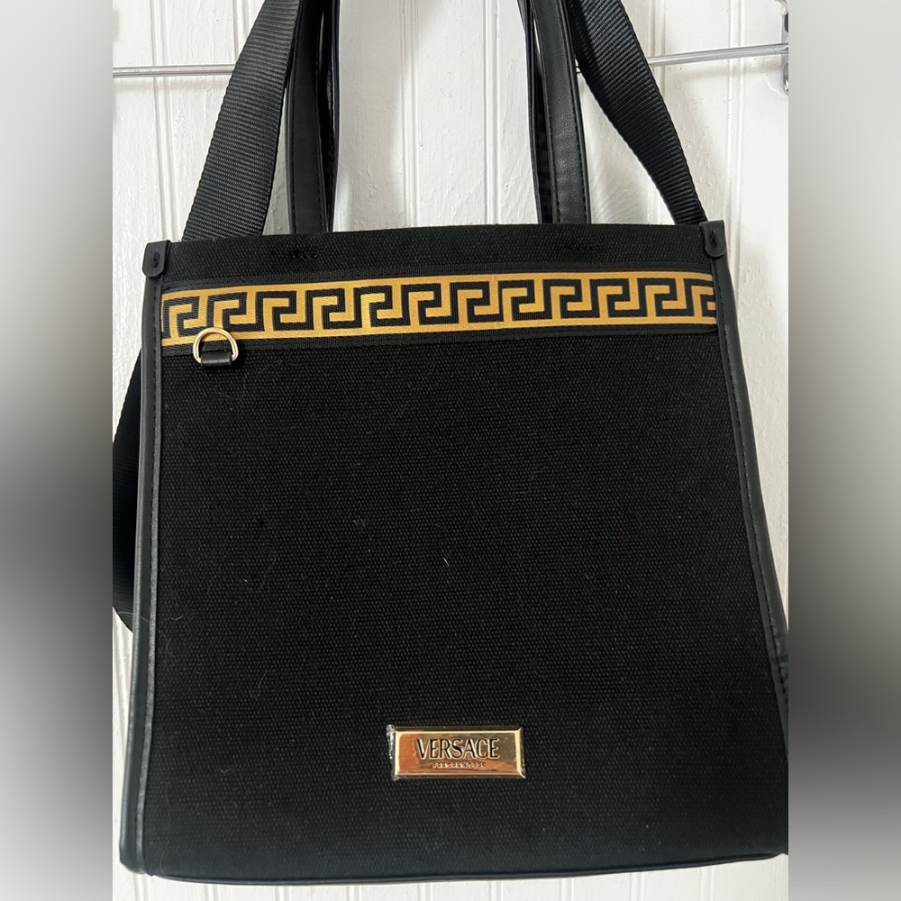 Versace Black Crossbody Bag with Gold Accents - Picture 2 of 16